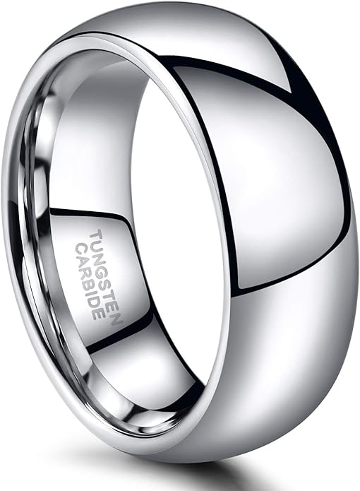 TRUMIUM 2mm 4mm 6mm 8mm Tungsten Wedding Band Ring for Men Women Gold/Rose Gold/Silver Domed High Polish Comfort Fit 4-15