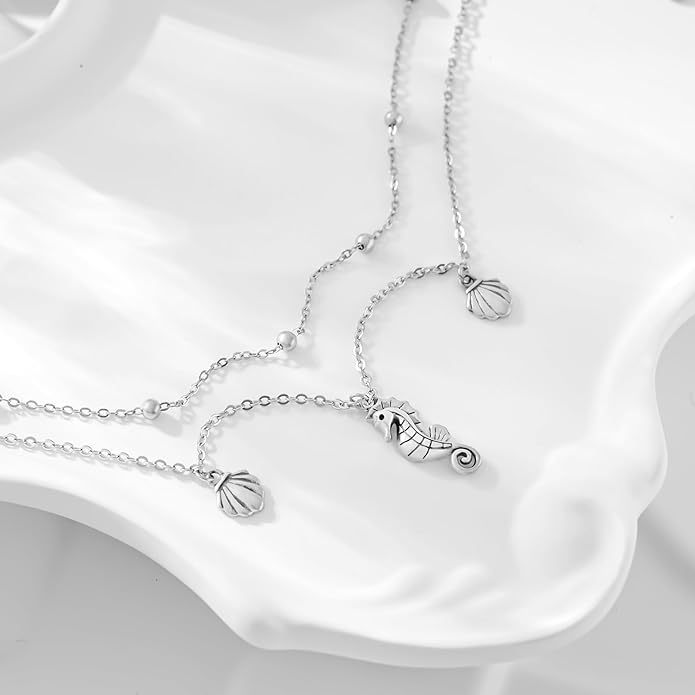 CHIC & ARTSY Womens Sterling Silver Created Opal Layered Anklet Bracelet Dainty Beaded Chain Adjustable 11" Best Friend Anklet