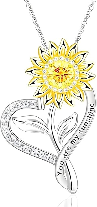 Anniversary Birthday Gifts for Women,Christmas Gifts for Women,Sunflower Necklace,18K Gold Plated You Are My Sunshine Necklace,Mothers Day Gifts for Wife,Girlfriend,Mom, Daughter,Sister