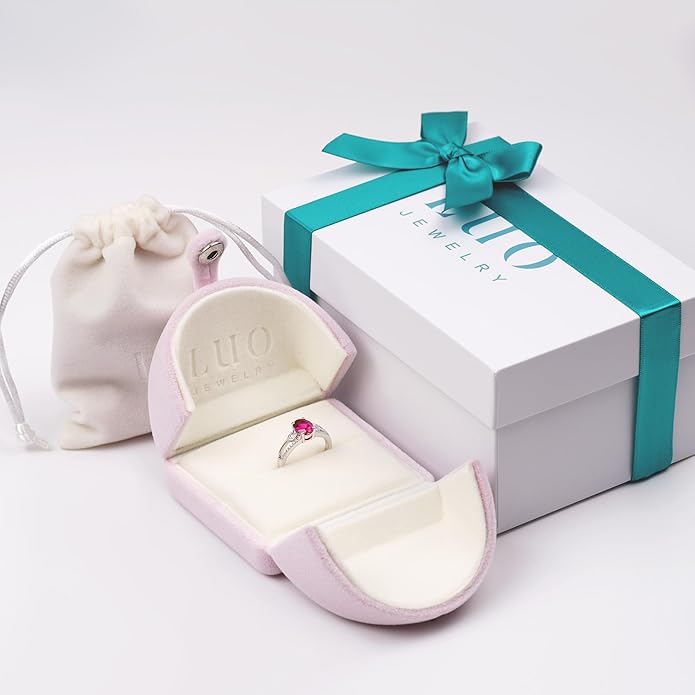 LUO 925 Sterling Silver 7x7mm Round Cut Gemstone Birthstone Rings for Women, Twist Infinity Engagement Ring Birthstone Jewelry Anniversary Wedding Promise for Lady Size 3-13