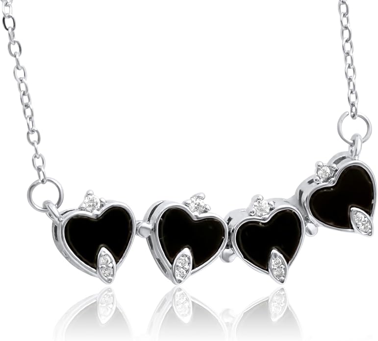 18K Gold Stainless Steel Gold Plated Necklace with Clove Hearts Charm - Can Be Worn Two Ways (Elegant A)