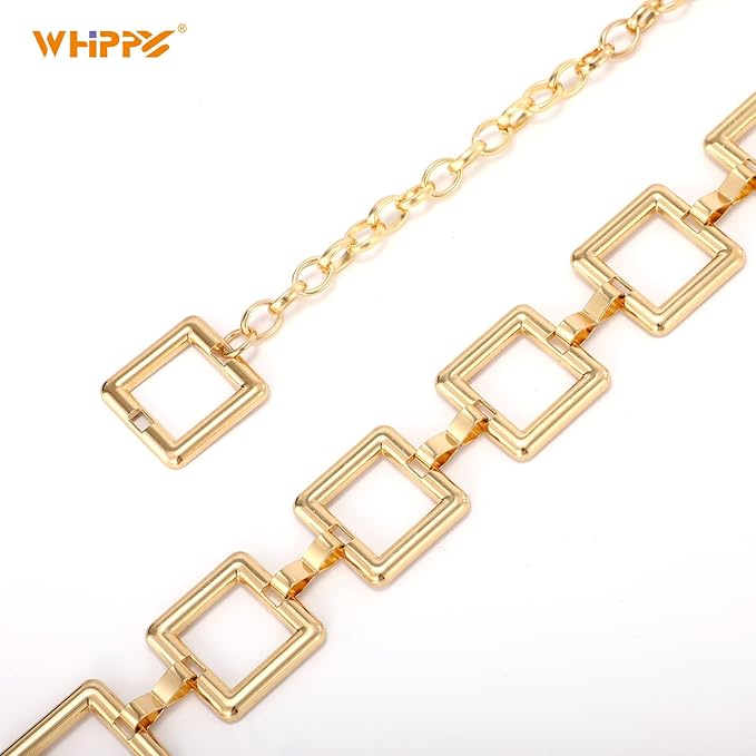 WHIPPY Metal Waist Chain Belt Women Adjustable Body Link Belts Ladies Fashion Chain for Jeans Dress