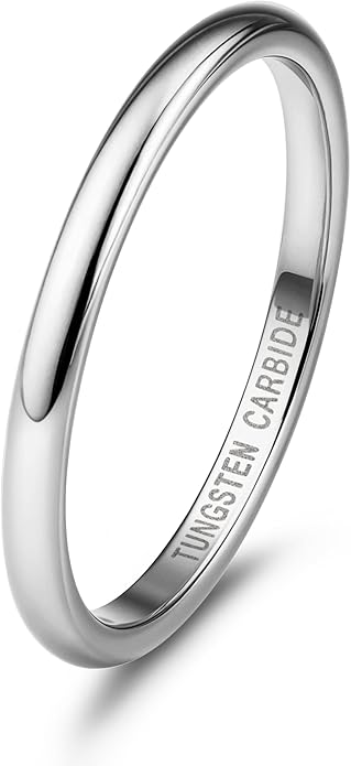 Jstyle 2mm 4mm 6mm 8mm Tungsten Rings for Men Women Hypoallergenic Wedding Band Rings Gold/Silver Domed High Polish Comfort Fit Size 6-12 Not Tarnished