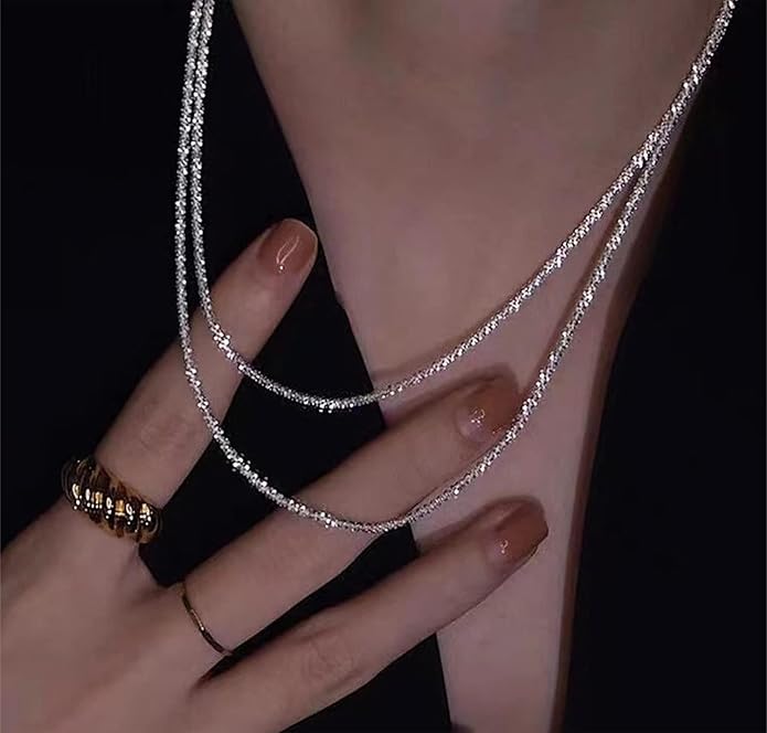 ASCOMY Layered Necklaces for Women Dainty Gold Necklace 14K Gold Plated Herringbone Necklace for Women Pearl Cross Necklace Paperclip Cuban Figaro Rope Satellite Chain Gold Choker Trendy Jewelry Gift