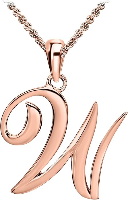 SEA OF ICE Letter Initial Necklace, Alphabet Letter Pendant Necklace, Sterling Silver, Gold, Rose Gold Necklace for Women, Elegant Initial Necklaces, Personalized Custom Women's Necklaces