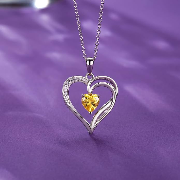 925 Sterling Silver Heart Necklace for Women Birthstone Necklace Silver Jewelry for Womens Jewelry Gifts for Women Her Mom