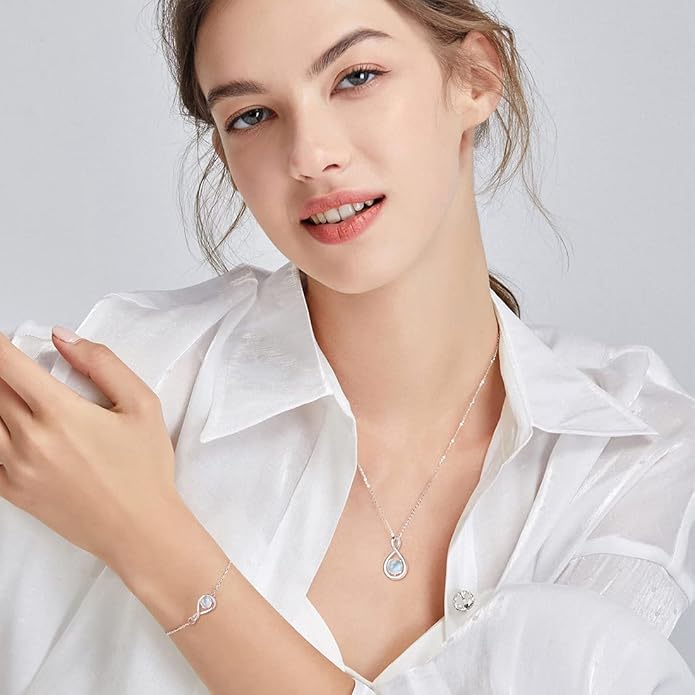 FANCIME Birthstone Necklaces for Women Fine Jewelry Sterling Silver Dainty Infinity Pendant Anniversary Birthday Christmas Gifts for Her Wife Mom Lady Daughter, Chain 16"+2" Extend