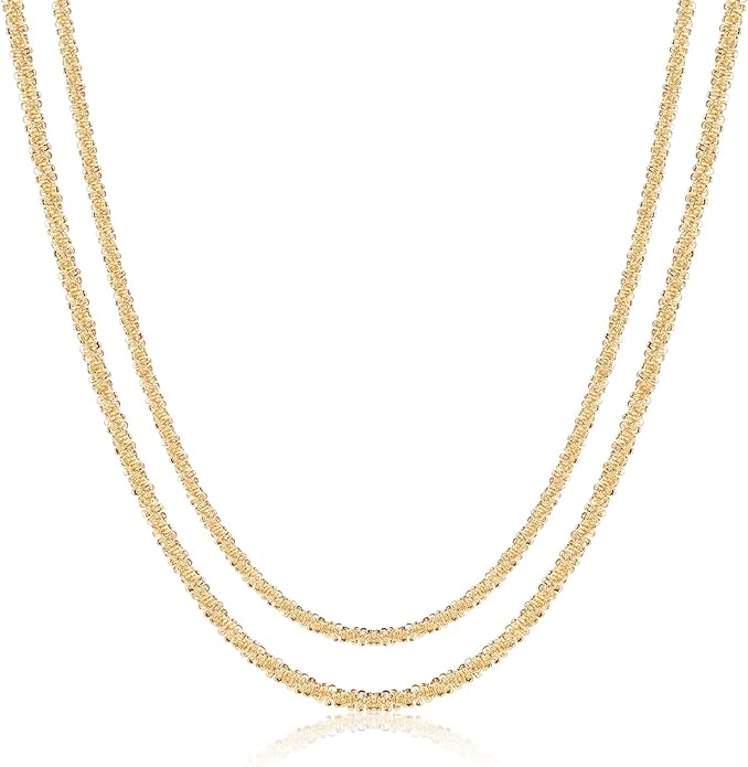 ASCOMY Layered Necklaces for Women Dainty Gold Necklace 14K Gold Plated Herringbone Necklace for Women Pearl Cross Necklace Paperclip Cuban Figaro Rope Satellite Chain Gold Choker Trendy Jewelry Gift