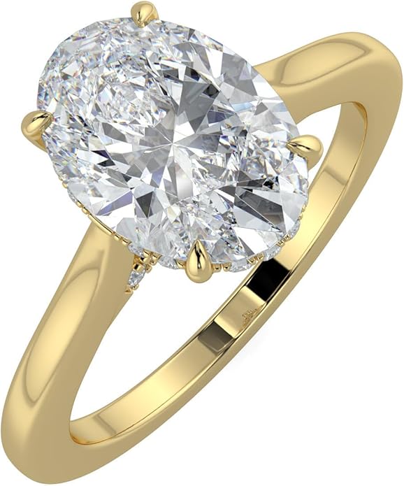 14K and 18K White Yellow and Rose Gold Lab Grown Diamond Solitaire Engagement Ring for Women, 4 Prong Rings for Wedding and Valentine Gift 1 to 2 Carat TW (Color E-F, Clarity VVS-VS)