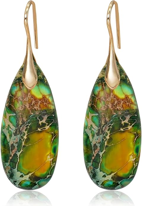 Natural Stone Earrings Waterdrop Stone Dangle Earrings for Women