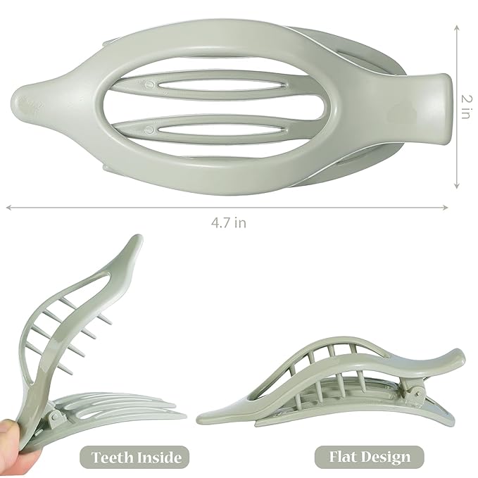 Flat Hair Clip 6 pcs Lay Down Claw Clips Hair Accessories for Women - Gloss