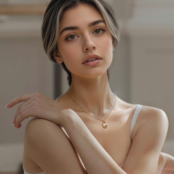 Pearl Necklaces for Women,Charm Choker Necklaces with Natural Freshwater Cultured Pearls,Dainty Pendants Necklaces Daily Wear or Fashion Gift for Women