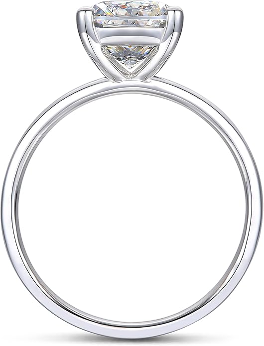 14K White Gold Engagement Rings, 14K 3 CT Cushion Cut Moissanite Rings, 14K Solitaire Moissanite Engagement Ring, 14K Gold Moissanite Ring