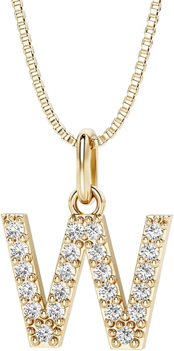 PEORA Letter A to Z Lab Grown Diamond Initial Pendant Necklace in Sterling Silver, F-G Color, VS Clarity, with 18 inch Chain