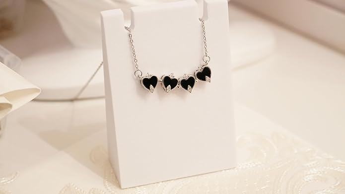 18K Gold Stainless Steel Gold Plated Necklace with Clove Hearts Charm - Can Be Worn Two Ways (Elegant A)