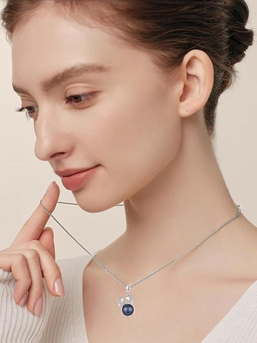 Gifts for Women Wife Mom-Tahitian Black Pearl Necklace-Wedding Birthday Anniversary Ocean Jewelry for Girlfriend Her-Mothers Day Gifts for Mom Valentines Day Christmas