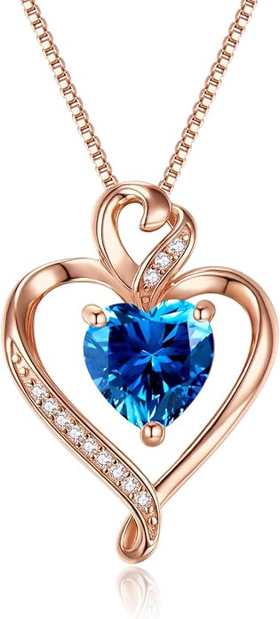 Heart Necklaces for Women 925 Sterling Silver Pendant Necklace Rose Gold Plated White Gold/14K Gold Plated Love Necklace for Her Girlfriend Wife Valentines Day Birthday Women Jewelry 18"+2"