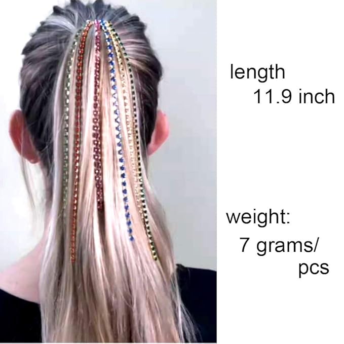 6PCS Dreadlocks Metal Tassel Ponytail Multi-Strand Hair Chain Prom Party Concave styling hair accessories hair extension chain with clip for girls and women (multicolor)