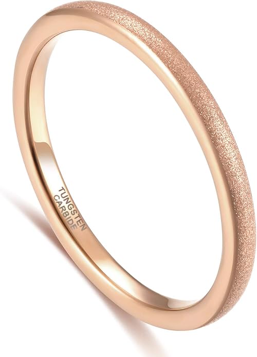 Greenpod 2mm 4mm 6mm Tungsten Wedding Bands Ring for Women Men Rose Gold/Silver/Gold/Black Polished Slim Engagement Promise Rings Comfort Fit Size 4-13