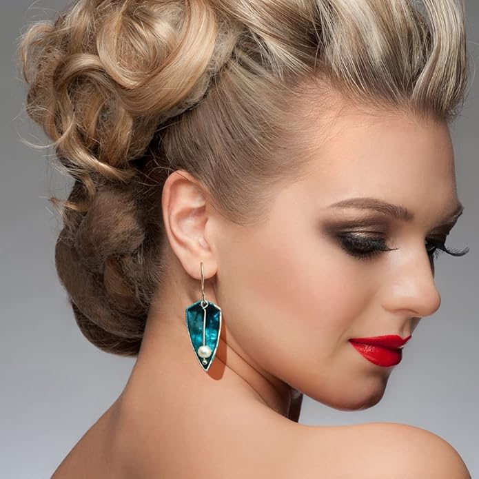 Hefanny 12 Pairs Teardrop Druse Crystal Drop Dangle Earrings for Women Cubic Zirconia Huggie Hoop Earring Jewelry Set Christmas Gifts