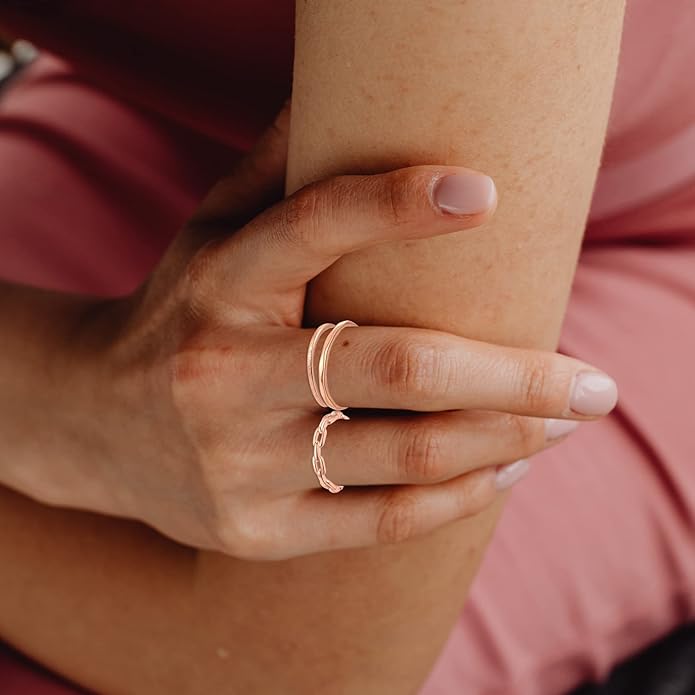 ZOERAY 10PCS 14K Gold Plated Stacking Rings for Women Thumb Stackable Knuckle Band Rings Plain Twist Thin Joint Finger Wedding Gold Ring Set for Women Size 4 to 11