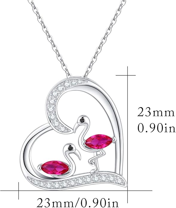 JUSTKIDSTOY Flamingo Necklace 925 Sterling Silver Animal Pendant with Cubic Zirconia Flamingo Bird Necklace Gifts for Women Wife Girlfriend