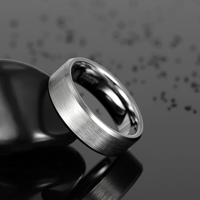 Greenpod 4MM 6MM 8MM Tungsten Carbide Engagement Ring Brushed Beveled Edge Polished Silver Wedding Band for Men Women Engraved I Love You Always & Forever Size 4-15