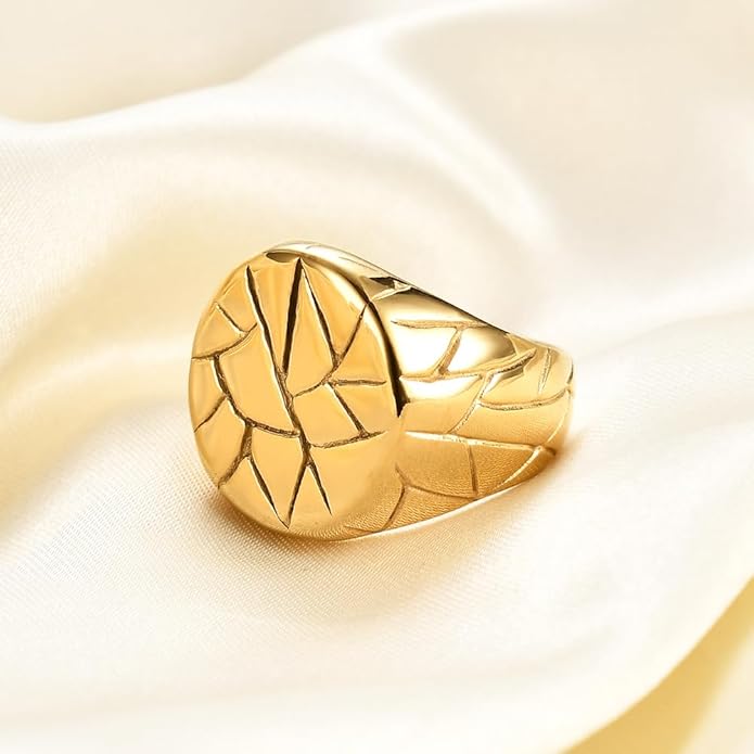 Stainless Steel Round Shape Classical Simple Plain Wedding Engagement Statement Pinky Band Signet Rings for Men Women Size 4-15