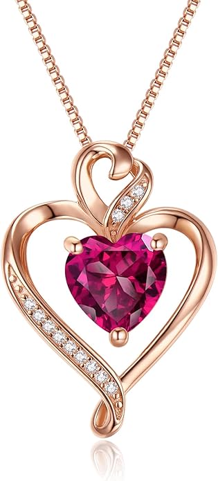 Heart Necklaces for Women 925 Sterling Silver Pendant Necklace Rose Gold Plated White Gold/14K Gold Plated Love Necklace for Her Girlfriend Wife Valentines Day Birthday Women Jewelry 18"+2"