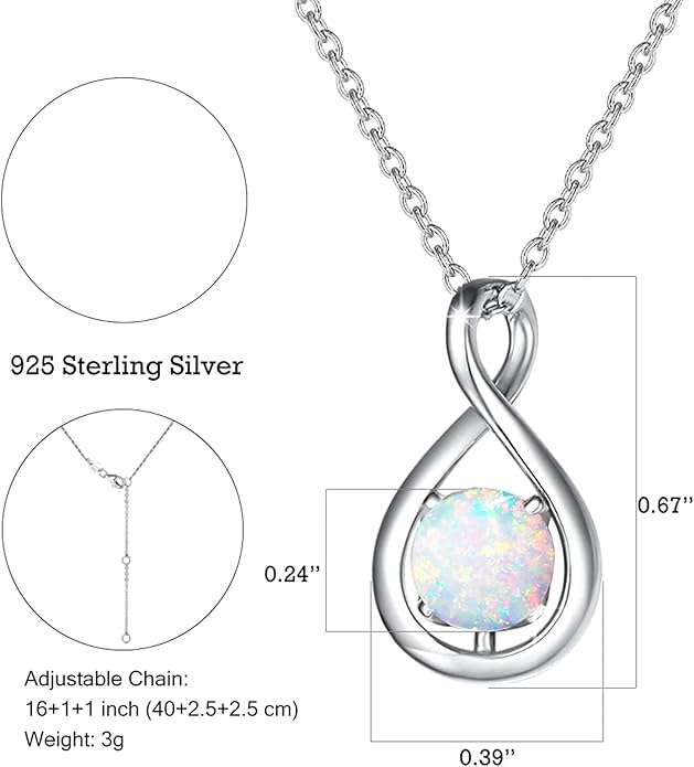 FANCIME Birthstone Necklaces for Women Fine Jewelry Sterling Silver Dainty Infinity Pendant Anniversary Birthday Christmas Gifts for Her Wife Mom Lady Daughter, Chain 16"+2" Extend