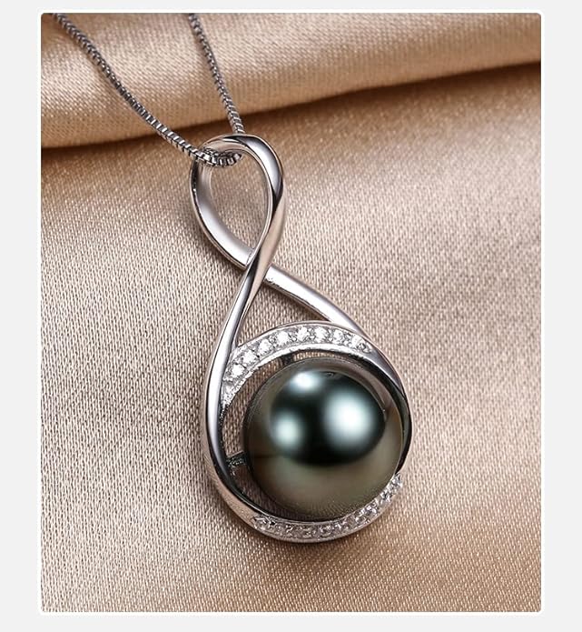 Gifts for Women Mom-Wedding-Anniversary-Wife-Jewelry-Tahitian -Black-Pearl-Necklace for Women Birthday for Womens Her Girlfriend Valentines Day Mothers Day Christmas Gifts for Wife Mom
