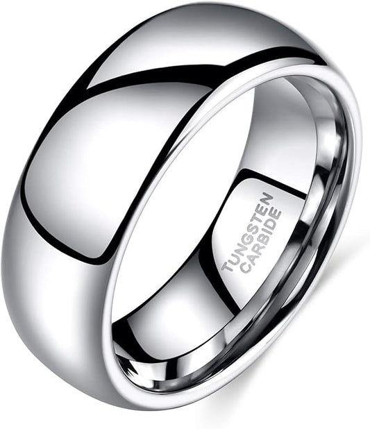 TRUMIUM 2mm 4mm 6mm 8mm Tungsten Wedding Band Ring for Men Women Gold/Rose Gold/Silver Domed High Polish Comfort Fit 4-15