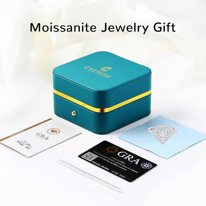 1.6CT Moissanite Heart Shaped Engagement Ring for Women D Color VVS1 Double Halo Wedding Ring S925 Sterling Silver with 18K White Gold Plated Genuine Moissanite Promise Ring for Her Size 5-10