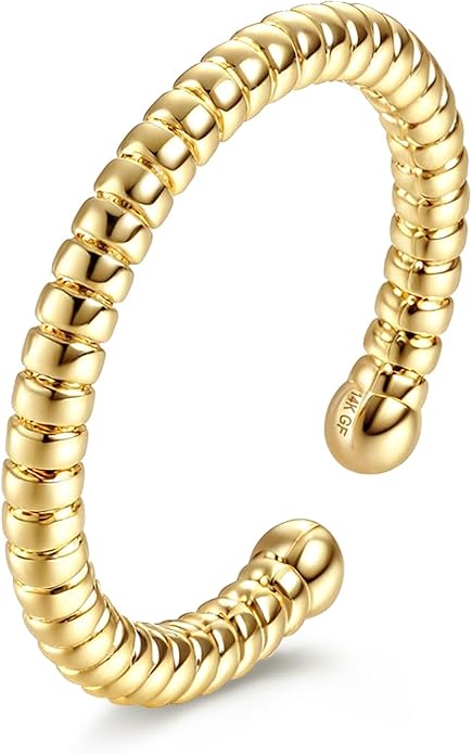 FIASASO 14K Gold Filled Toe Rings for Women Non Tarnish 14K Gold Filled Toe Ring Adjustable Band Opal Dainty Toe Ring Summer Beach Open Toe Rings Foot Jewelry