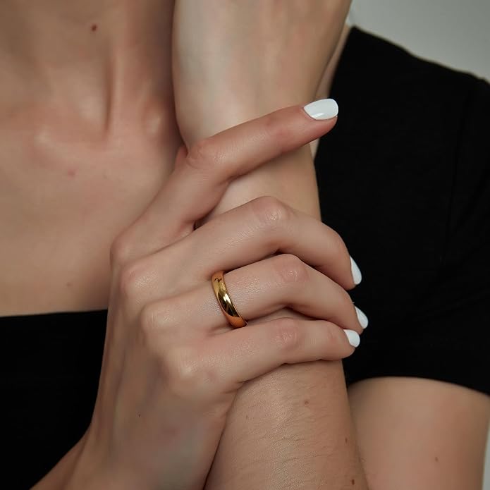 TRUMIUM 2mm 4mm 6mm 8mm Tungsten Wedding Band Ring for Men Women Gold/Rose Gold/Silver Domed High Polish Comfort Fit 4-15