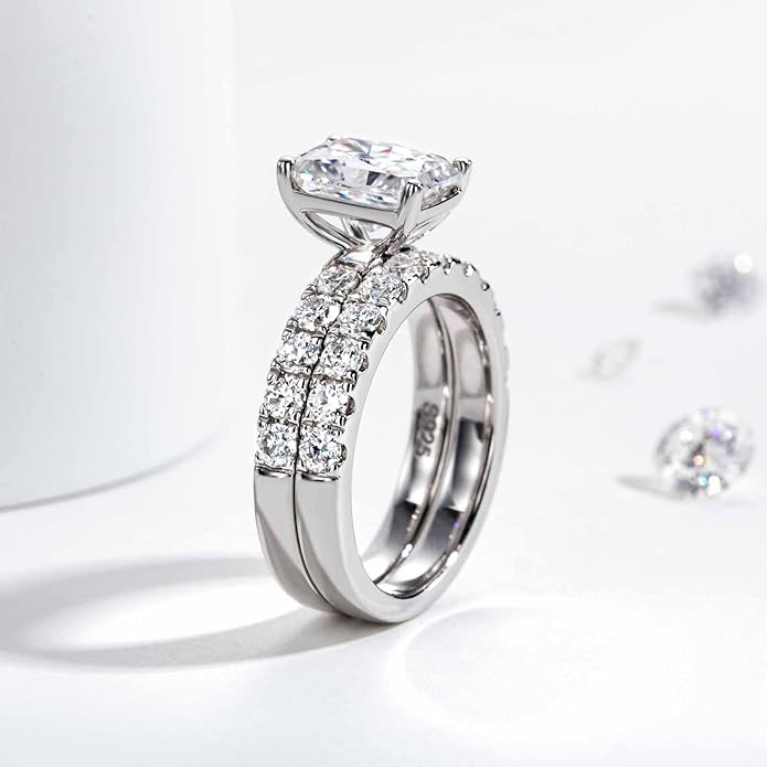 Moissanite Eternity Rings Wedding Bands 2.5MM D Color VVS1 Round Cut Moissanite Diamond 925 Sterling Silver Half Eternity Band Anniversary Rings for Women