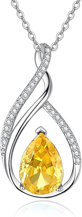 Teardrop Birthstone Necklace for Women 925 Sterling Silver Pear-Shaped Pendant Anniversary Mother's Day Birthday Jewelry Gifts for Her