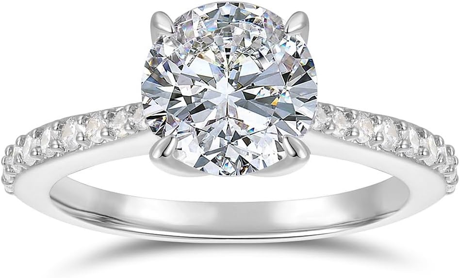 Round Cut 14K Gold Engagement Rings 2.0 CT Moissanite Solitaire Engagement Rings
