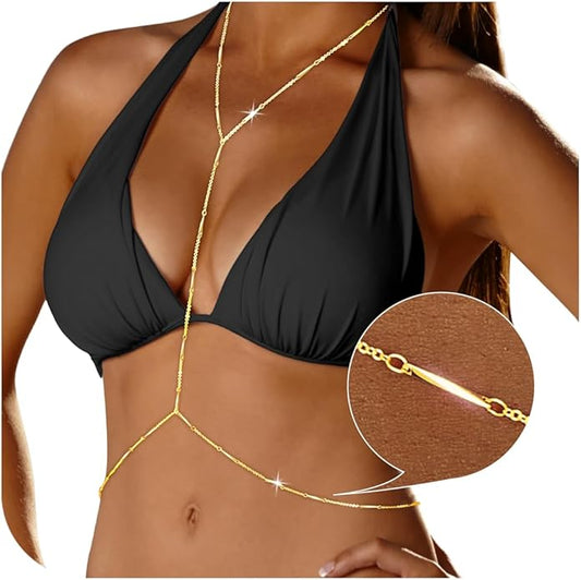 Body Chain for Women, Gold waist Chain, Dainty Beads Rope Layered Belly Chain Summer Beach bikini, Sexy Waist Jewelry Accessory gifts for Women
