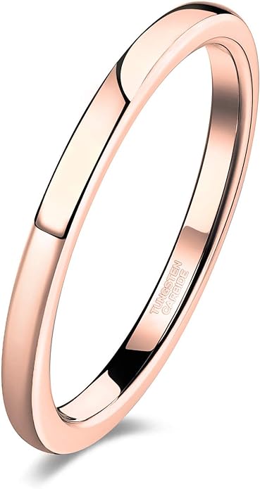 TRUMIUM 2mm 4mm 6mm 8mm Tungsten Wedding Band Ring for Men Women Gold/Rose Gold/Silver Domed High Polish Comfort Fit 4-15