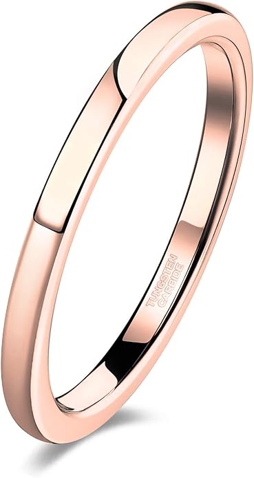 TRUMIUM 2mm 4mm 6mm 8mm Tungsten Wedding Band Ring for Men Women Gold/Rose Gold/Silver Domed High Polish Comfort Fit 4-15