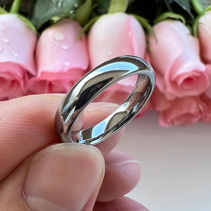 4mm 6mm 8mm 10mm Silver/Gold/White Tungsten Rings for Men Women Couple Fashion Jewelry Anniversary Engagement Wedding Bands Domed Polished I Love You Engraved Comfort Fit
