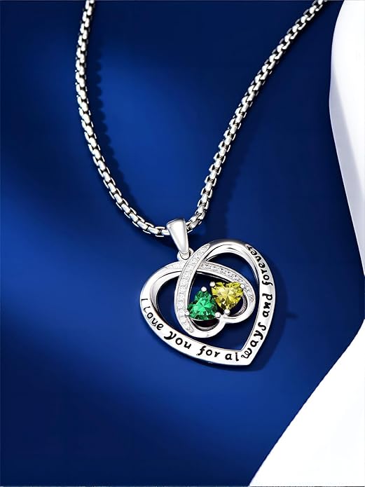 Birthstone Necklaces for Women I Love You for Always and Forever Heart Pendant Necklace Anniversary Jewelry Christmas Valentine Mothers Day Birthday Gifts for Her Wife Girlfriend