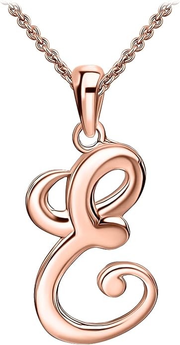 SEA OF ICE Letter Initial Necklace, Alphabet Letter Pendant Necklace, Sterling Silver, Gold, Rose Gold Necklace for Women, Elegant Initial Necklaces, Personalized Custom Women's Necklaces