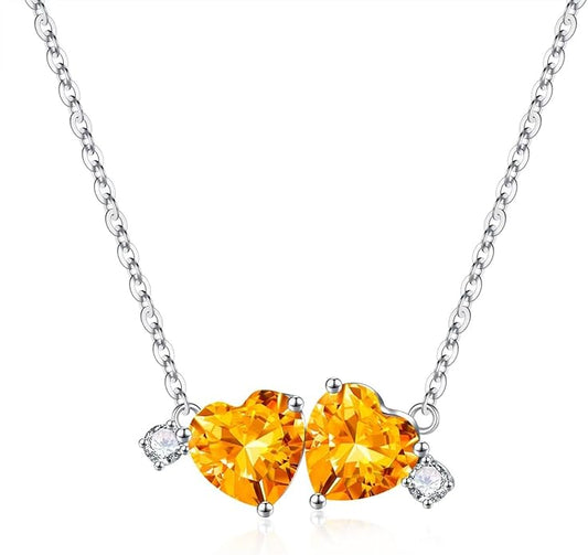 Iefil Double Birthstone Necklace for Women - 0.8CT 925 Sterling Silver Birthstone Necklace, Gifts for Her Wife Girlfriend Mom