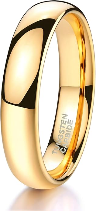 TRUMIUM 2mm 4mm 6mm 8mm Tungsten Wedding Band Ring for Men Women Gold/Rose Gold/Silver Domed High Polish Comfort Fit 4-15