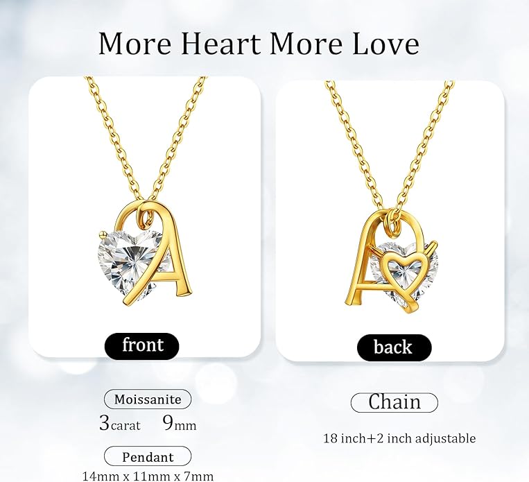 ForeverLove Heart Necklaces for Women, 4-2 Carats Heartshap Moissanite, Silver Pendant Jewelry, Anniversary Birthday Gifts for Wife, Girlfriend, Daughter, Mom
