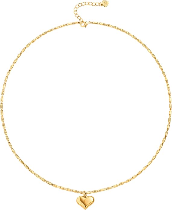 18k Gold Chain Link Necklace for Women, Baroque Pearl/Compass Pendant Necklace