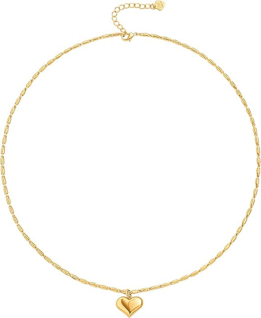 18k Gold Chain Link Necklace for Women, Baroque Pearl/Compass Pendant Necklace