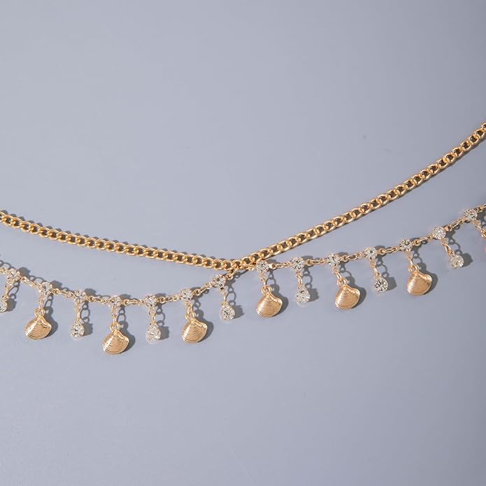 JFORYOU Waist Chain for Women Layered Belly Chain for The Waist Adjustable Waterproof Sexy Bikini Satellite Beads Chain Summer Non Tarnish Body Chain Jewelry for Women